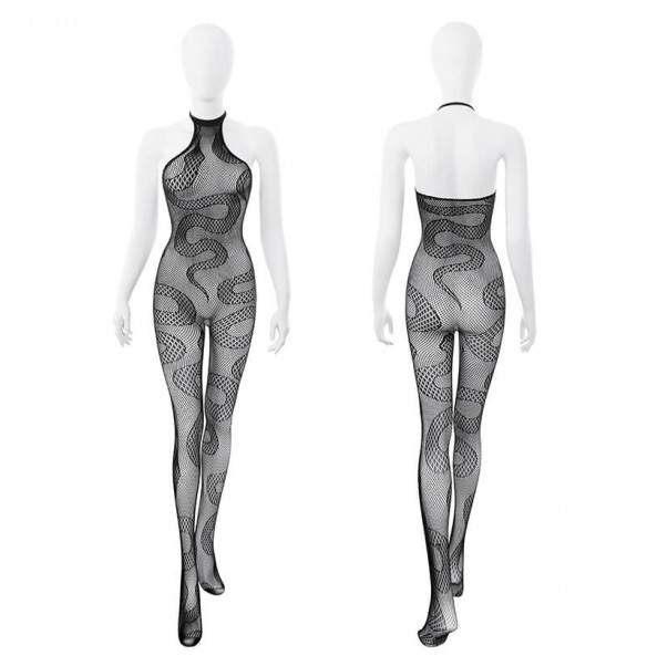 FEE ET MOI - Sheer Snake-Pattern Jacquard Bodystocking (Black) FEE ET MOI - Sheer Snake-Pattern Jacquard Bodystocking (Black)
